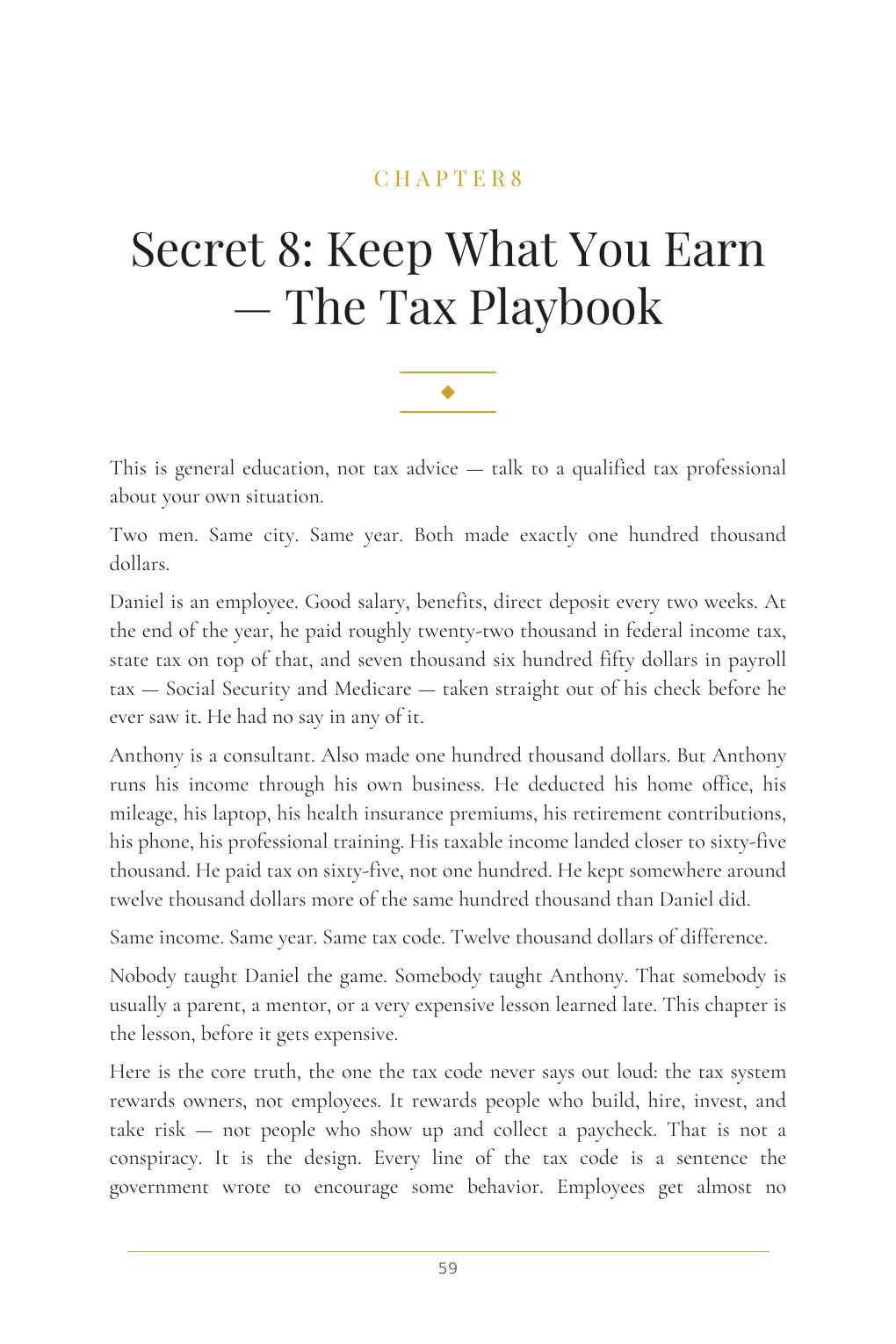 Chapter 8, Keep What You Earn — The Tax Playbook